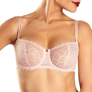 Chantelle Delicate Lace Bra - Pink and White